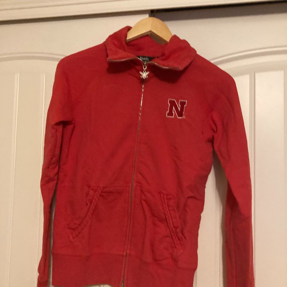 Nebraska Huskers Sweatshirt Small Zip Up Long Sleeve Touch By Alyssa Milano Red